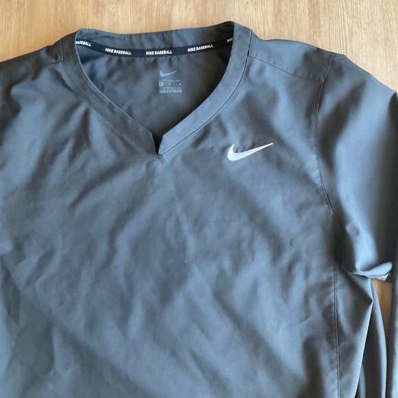 Nike Baseball Hot Jacket 3/4 Short Sleeve Mens Grey black warm up pullover L - Picture 6 of 13
